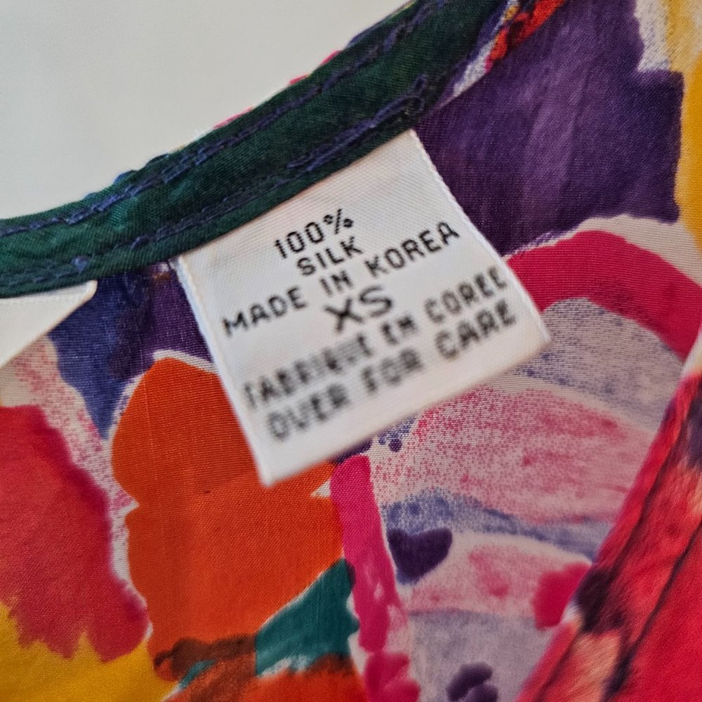 Nwot Express Silk Multicolor Leaf Pattern Tank To… - image 4